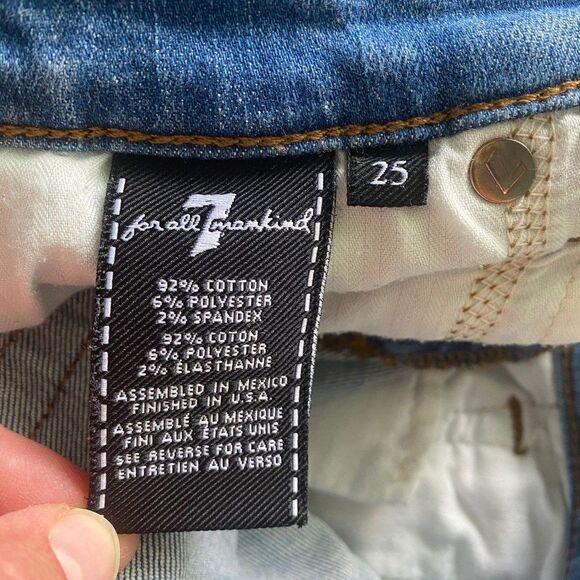 7 For All Mankind Jeans Women 25x26 Alta Blue Ankle Skinny Release Hem Jeans - Picture 3 of 9